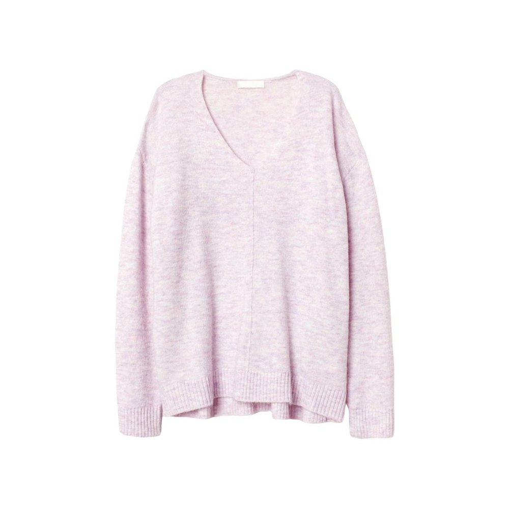 H&M Fine-knit Sweater Light Purple Melange Lavander Loose XS